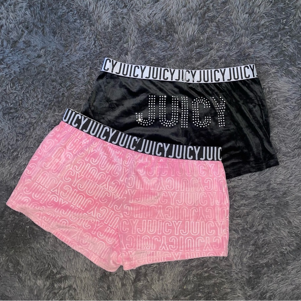 Juicy Couture Black and Pink Logo Shorts
